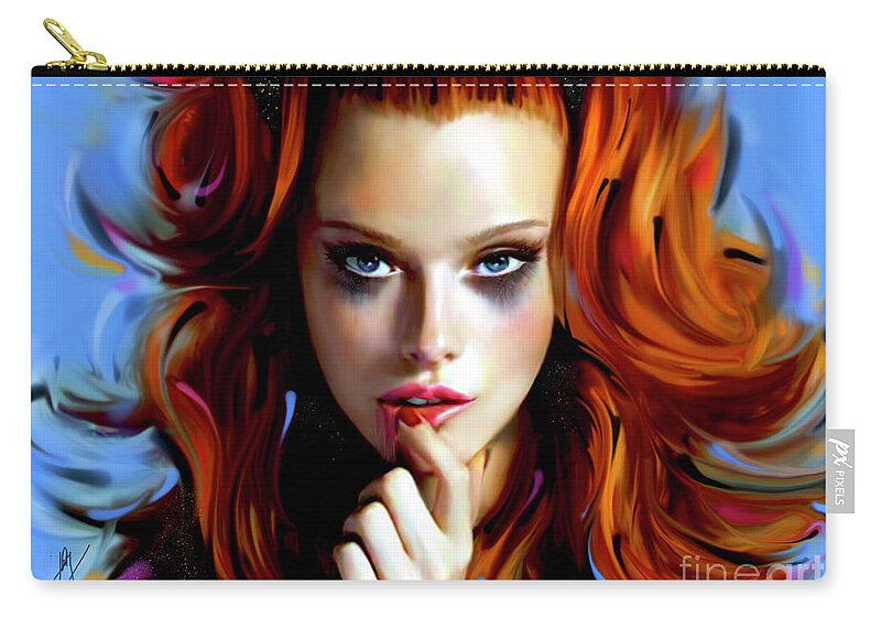 Portrait Zip Pouch featuring the digital art Red Riding Hood by Jaimy Mokos