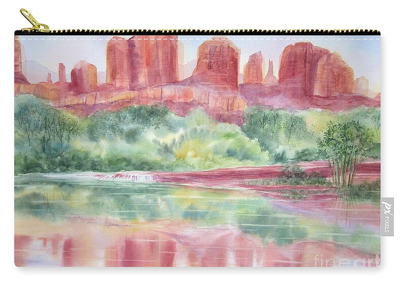 Red Rock Canyon Zip Pouch featuring the painting Red Rock Canyon by Deborah Ronglien