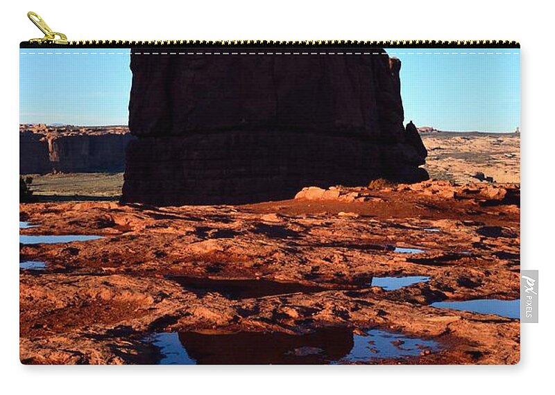 Moab Zip Pouch featuring the photograph Red Rock Reflection at Sunset by Tranquil Light Photography