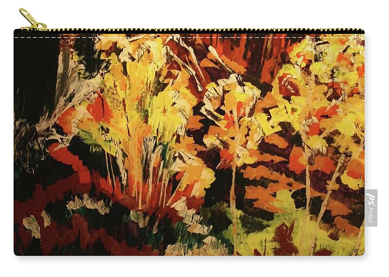 Impressionistic Zip Pouch featuring the painting Red Rocks Aspen by Marilyn Quigley