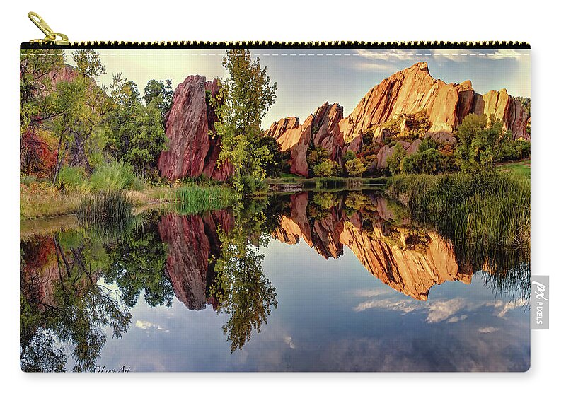 Colorado Carry-all Pouch featuring the photograph Colorado Roxborough Park and Arrowhead golf course Red Rocks Reflection by O Lena