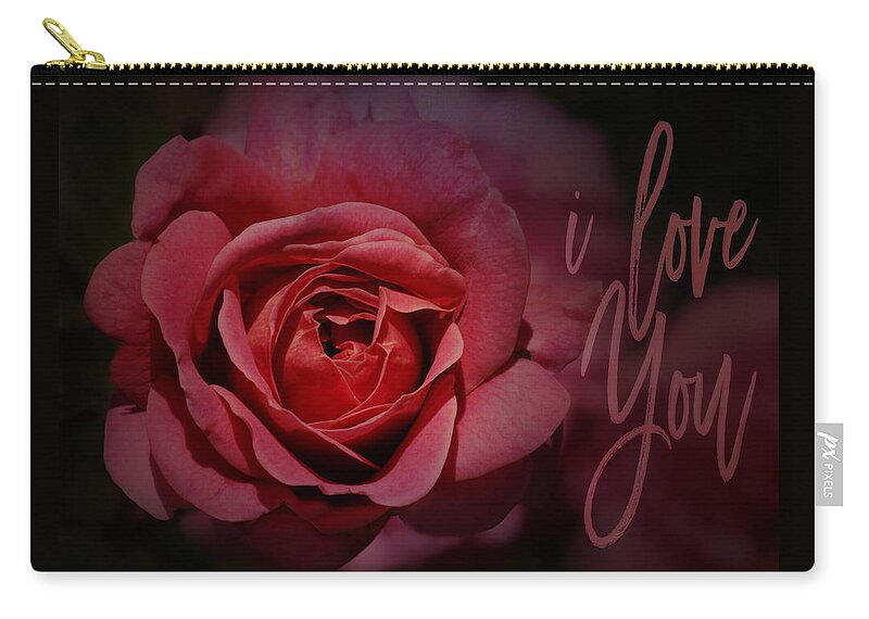 Red Rose Zip Pouch featuring the photograph Red Rose - I Love You by Nikolyn McDonald