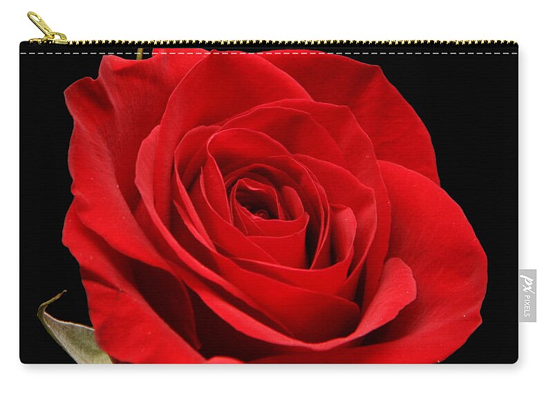 Red Zip Pouch featuring the photograph Red Rose on Black 1 by George Jones