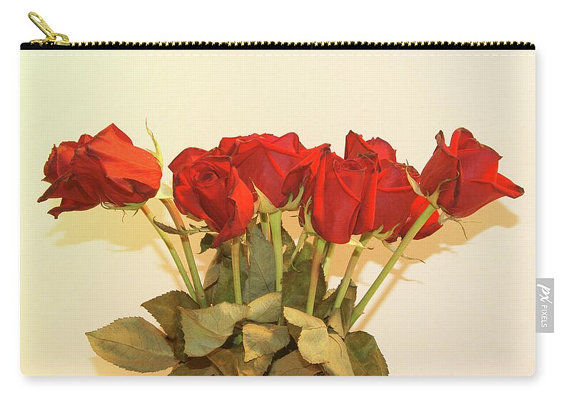 Red Zip Pouch featuring the photograph Red Rose Portrait by Margie Avellino