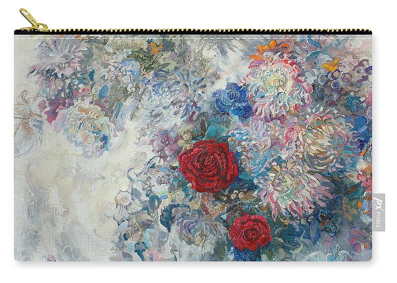 Maya Gusarina Carry-all Pouch featuring the painting Red Roses by Maya Gusarina