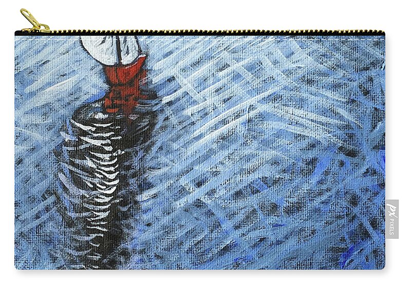 Painting Zip Pouch featuring the painting Red Sailboat by Karla Beatty