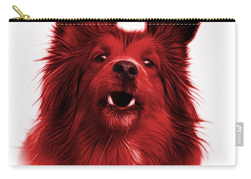 Sheltie Zip Pouch featuring the painting Red Sheltie Dog Art 0207 - WB by James Ahn