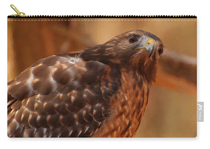 Red Shouldered Hawk Zip Pouch featuring the digital art Red Shouldered Hawk 1 by Flees Photos