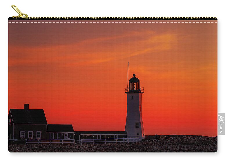 Lighthouse Zip Pouch featuring the photograph Red Sky in the Morning by Rob Davies