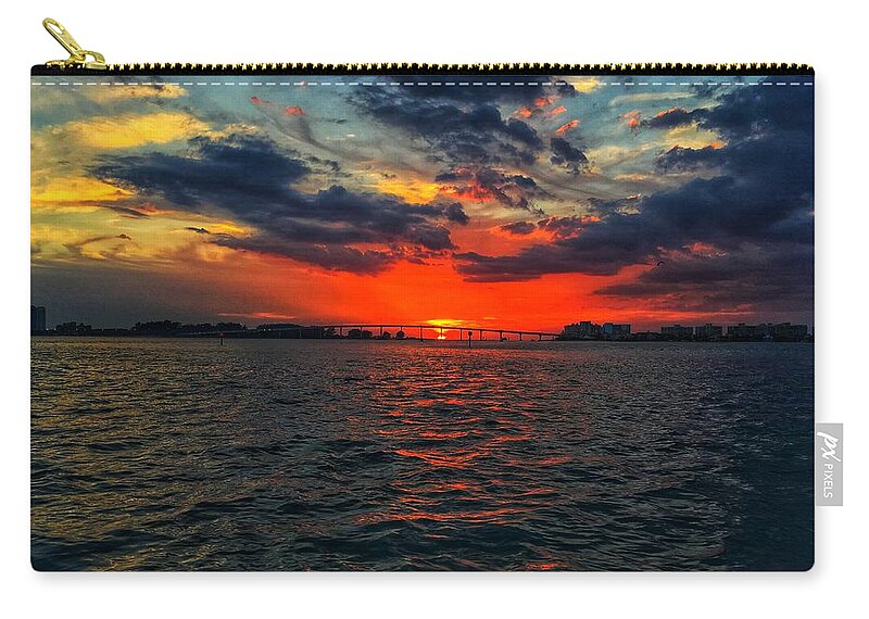 Sunset Zip Pouch featuring the photograph Red Sky by Joseph Caban
