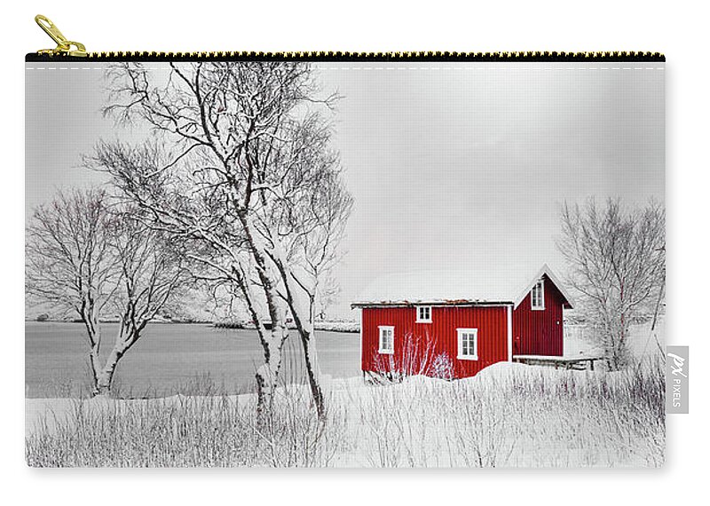 Norway Zip Pouch featuring the photograph Red Solitude by Philippe Sainte-Laudy