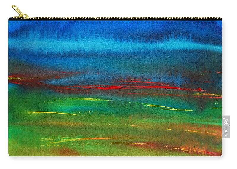 Red Tide Zip Pouch featuring the painting Red Tide Abstract by Jani Freimann