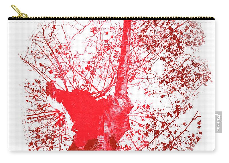 Tree Zip Pouch featuring the painting Red Tree in Autumn by AM FineArtPrints