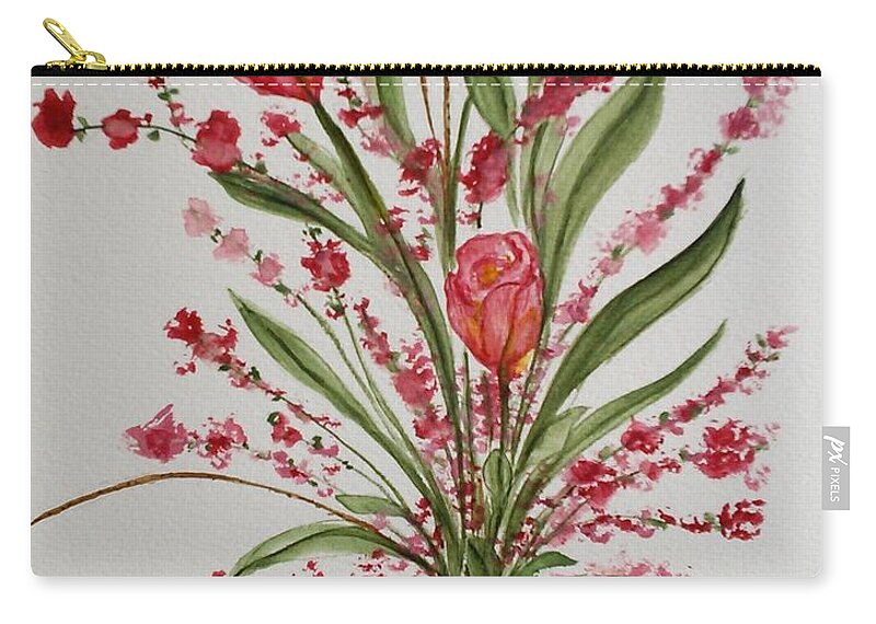 Red Flowers Zip Pouch featuring the painting Red Tulips by Susan Nielsen