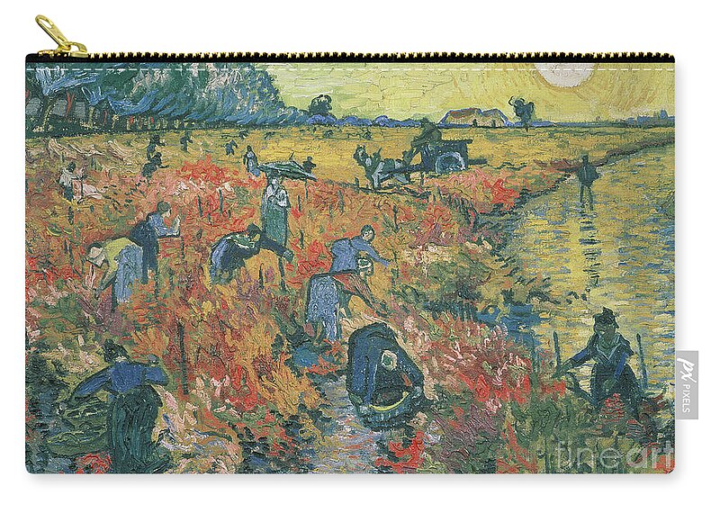 Van Gogh Zip Pouch featuring the painting Red Vineyards at Arles by Vincent van Gogh