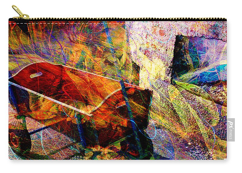 Wagon Zip Pouch featuring the digital art Red Wagon by Barbara Berney