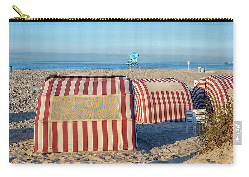Beach Zip Pouch featuring the photograph Red White and Sandy by Joseph S Giacalone