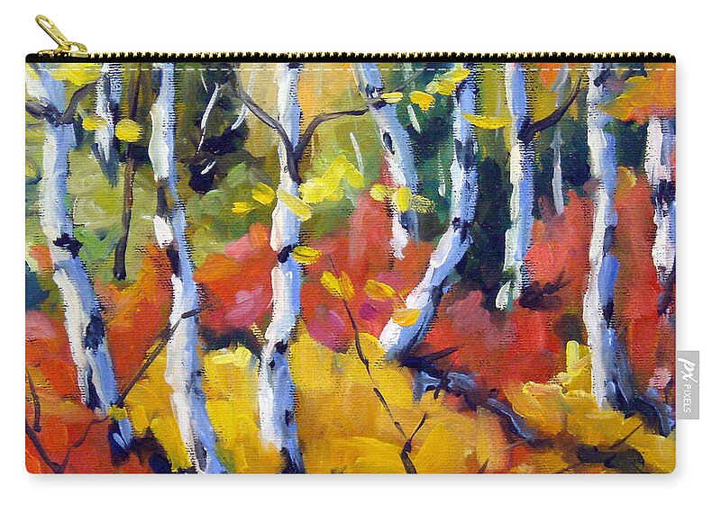Art Zip Pouch featuring the painting Red White Gold by Richard T Pranke