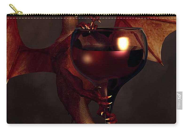 Wine Zip Pouch featuring the digital art Red Wine Dragon by Daniel Eskridge
