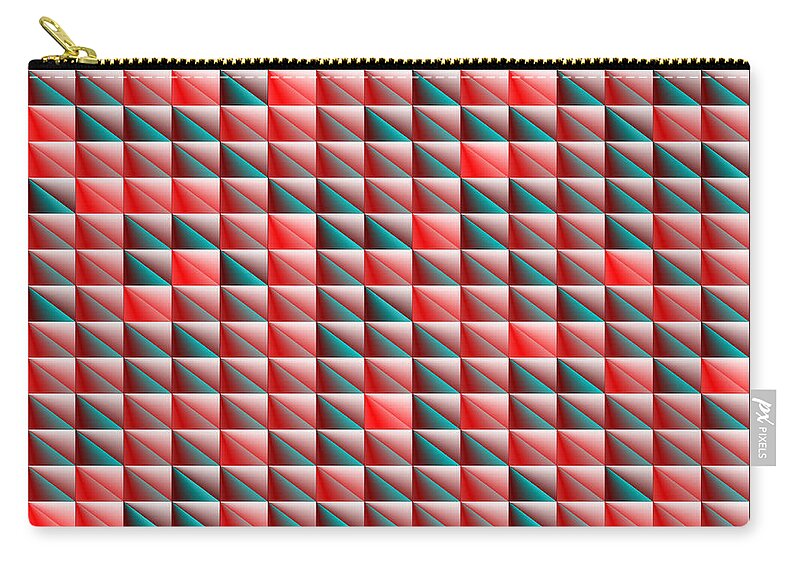 Rithmart Red Abstract Square Rectangle Shade Dark Light Bright Border White Blocks Tiles Nice Border Geometry Glowing Fire Heat Grill Oven Stove Triangles Board Zip Pouch featuring the digital art Red.117 by Gareth Lewis