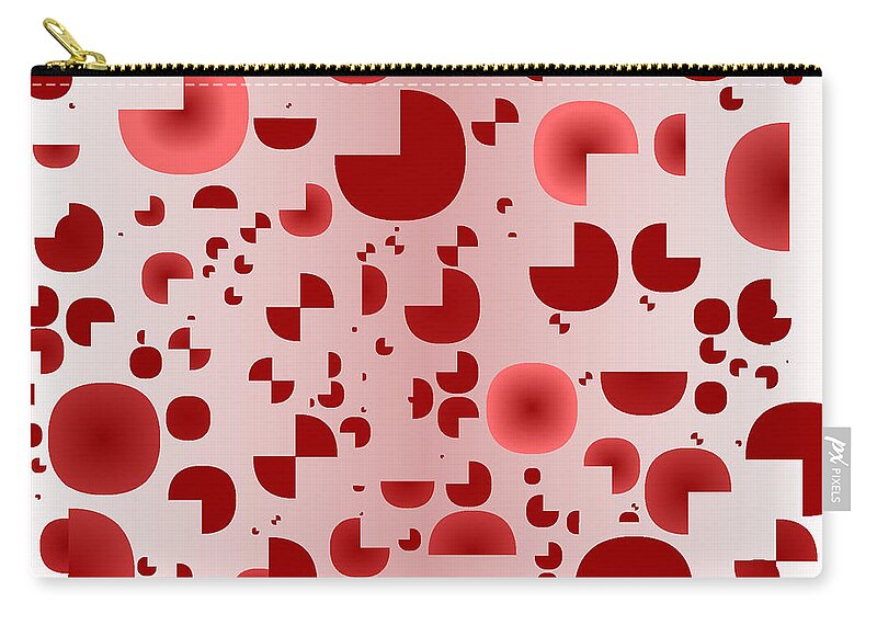Rithmart Abstract Red Organic Random Computer Digital Shapes Abstract Predominantly Red Zip Pouch featuring the digital art Red.845 by Gareth Lewis