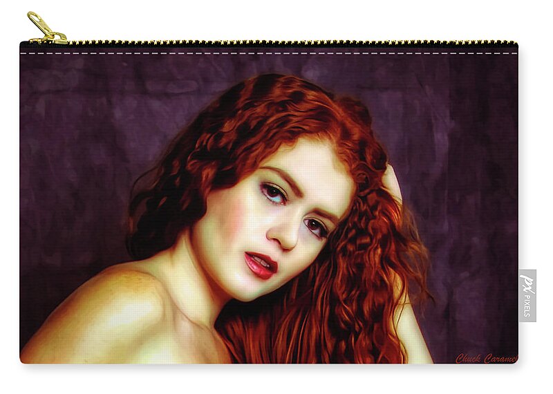 Fine Art Photography Zip Pouch featuring the photograph Redhead ... by Chuck Caramella