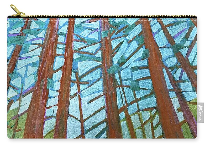 Nature Zip Pouch featuring the painting Redwood trees by Wonju Hulse