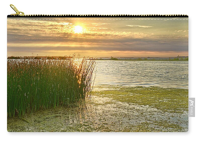 Reeds Zip Pouch featuring the photograph Reeds in the Sunset by Frans Blok