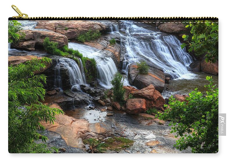 Falls Park On The Reedy River Zip Pouch featuring the photograph Reedy River Falls Greenville South Carolina by Carol Montoya