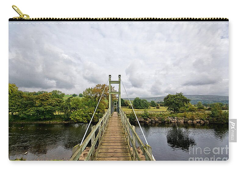 Reeth Swing Bridge Zip Pouch featuring the photograph Reeth Swing Bridge by Smart Aviation