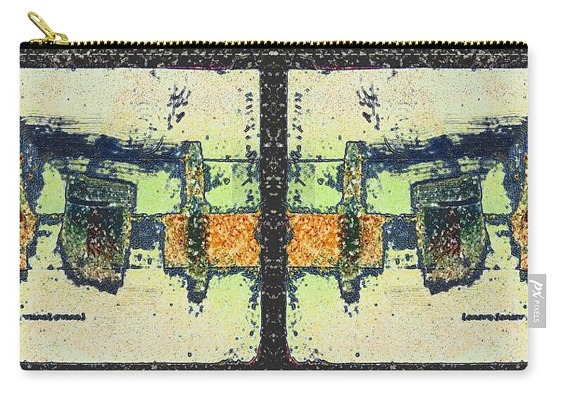 Abstract Zip Pouch featuring the mixed media Reflected Maze by Lenore Senior