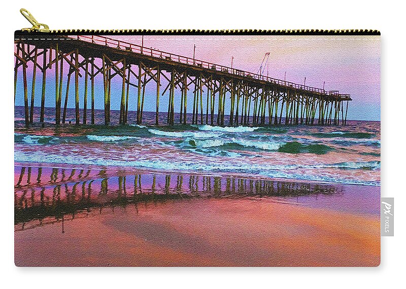 Sunset Zip Pouch featuring the photograph Reflecting Pier by Rod Whyte