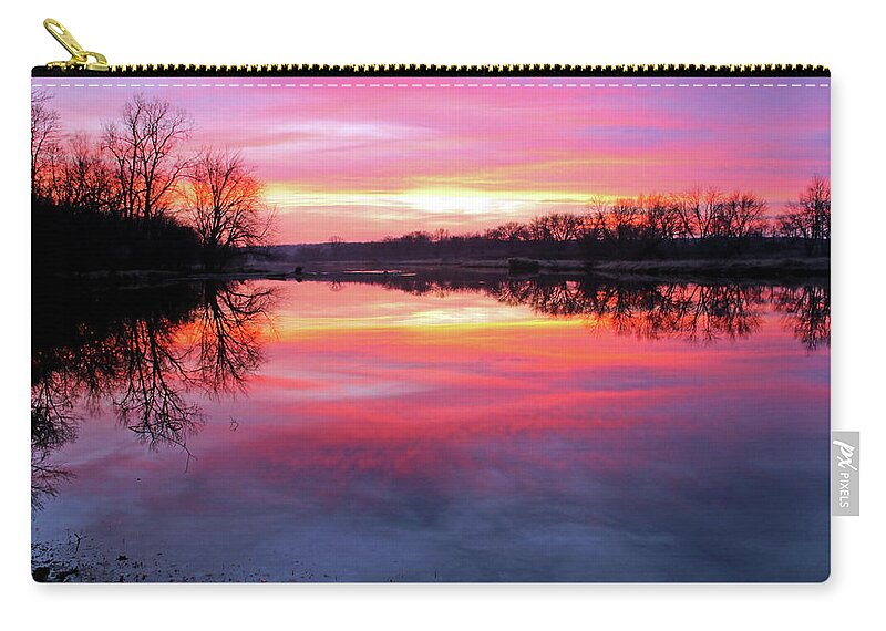 Sunset Zip Pouch featuring the photograph Reflecting Sunset on the Fox by Ira Marcus