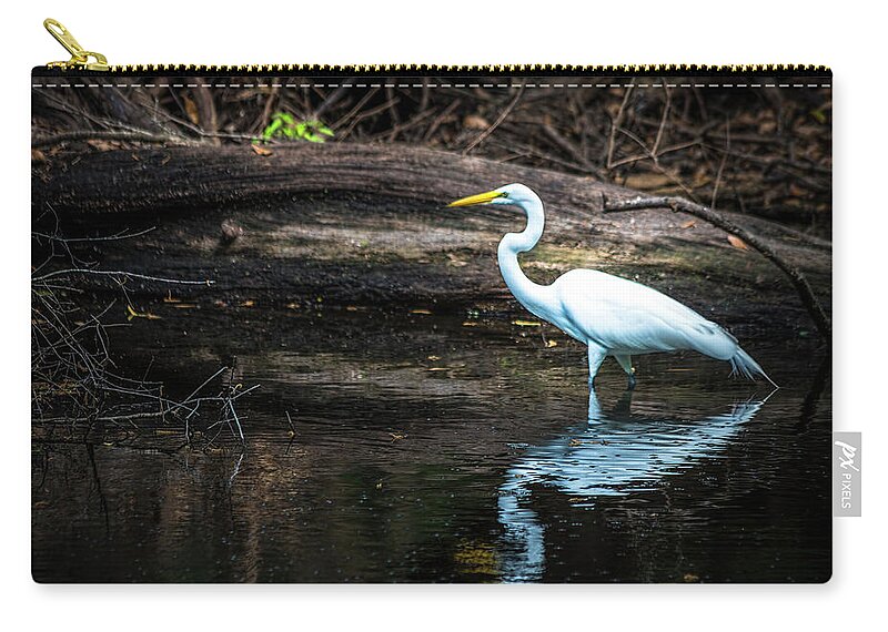Reflecting Zip Pouch featuring the photograph Reflecting White by Marvin Spates