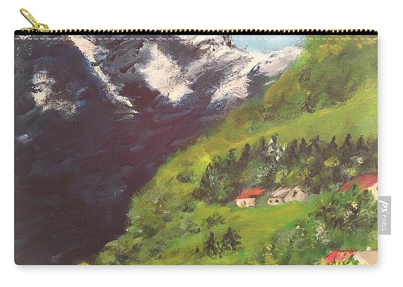 Alps Zip Pouch featuring the painting Reflection by Lucille Valentino