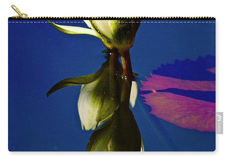 Water Lily Zip Pouch featuring the photograph Reflection of a Water Lily by Andrea Spritzer