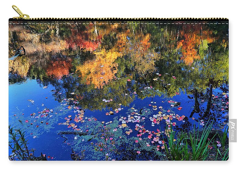 October Zip Pouch featuring the photograph Reflection of Autumn by Lilia S