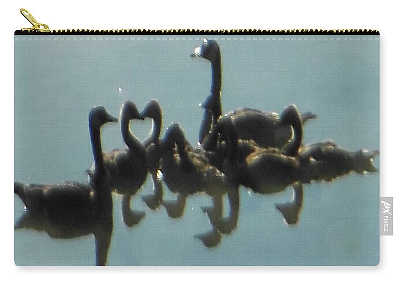 Reflection Of Geese Zip Pouch featuring the photograph Reflection of Geese by Rockin Docks Deluxephotos