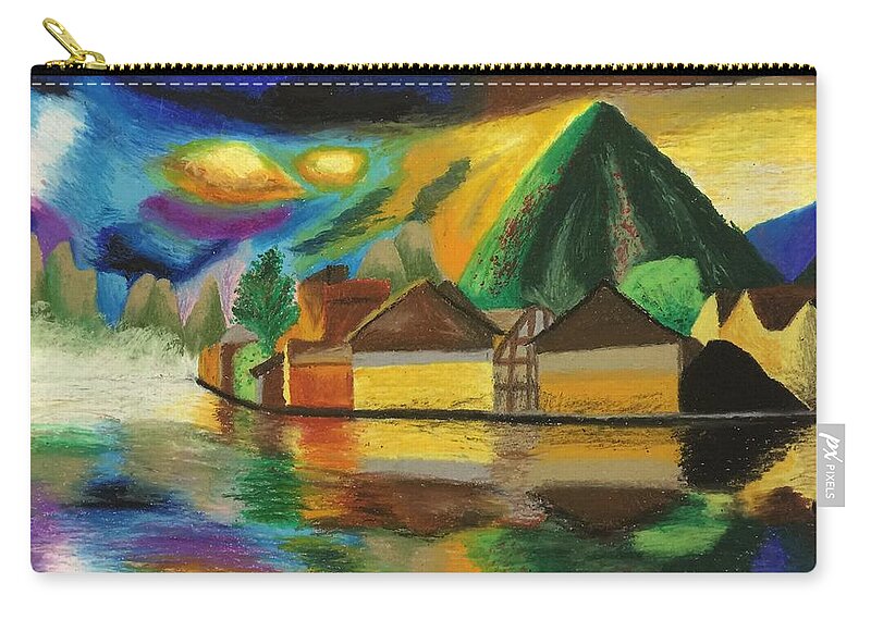 Mountain Zip Pouch featuring the drawing Reflection of the Sky by Elaine Du