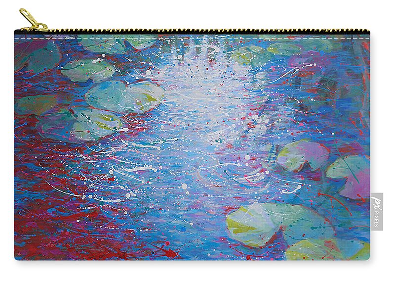  Carry-all Pouch featuring the painting Reflection Pond with Liles by Jyotika Shroff