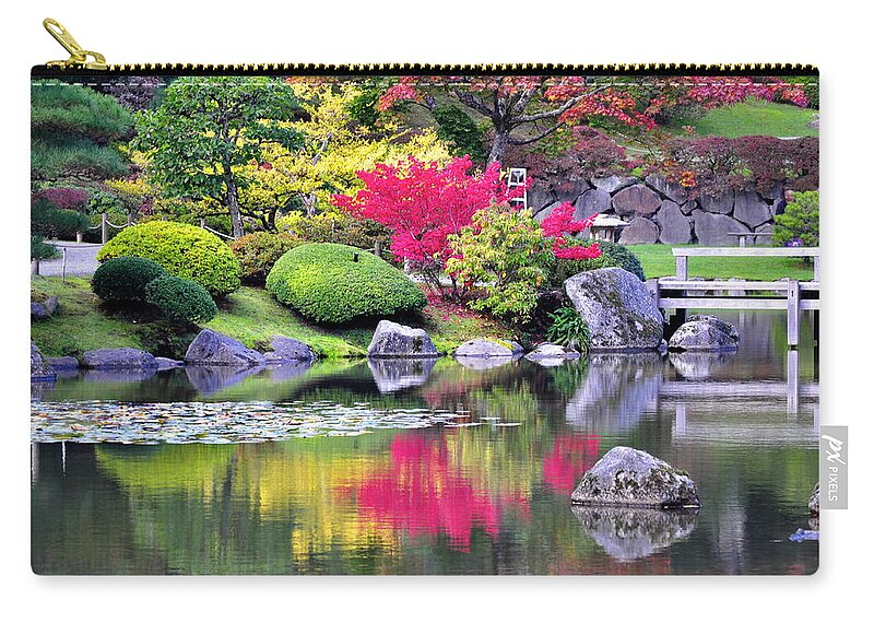 Landscape Zip Pouch featuring the photograph Reflection Time by Emerita Wheeling