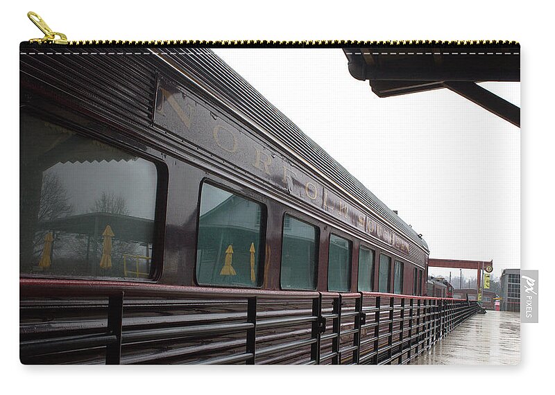 Train Zip Pouch featuring the photograph Reflections in the Rain by Ali Baucom