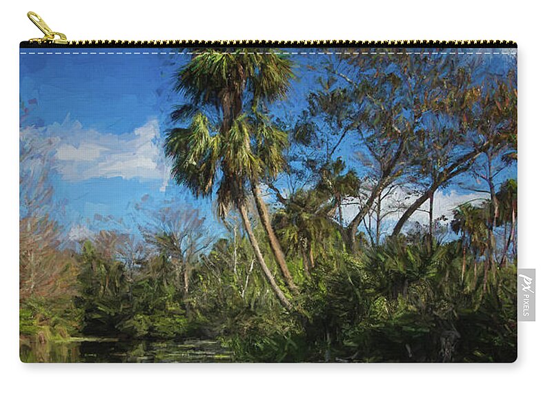 Clouds Carry-all Pouch featuring the photograph Reflections in the Tropics Oil Painting by Debra and Dave Vanderlaan