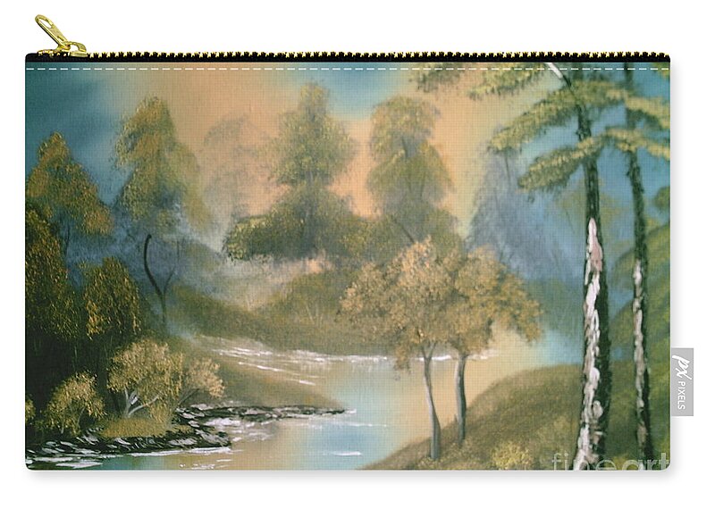 Trees Zip Pouch featuring the painting Reflections by Jim Saltis
