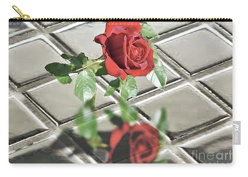 Rose Zip Pouch featuring the photograph Reflections of a Red Rose by Janette Boyd