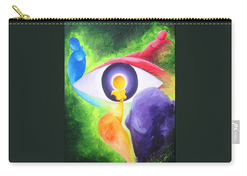 Woman Zip Pouch featuring the painting Reflections of Me by Jennifer Hannigan-Green