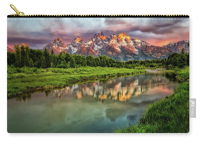 Grand Teton National Park Zip Pouch featuring the photograph Reflections of Nature by C Renee Martin