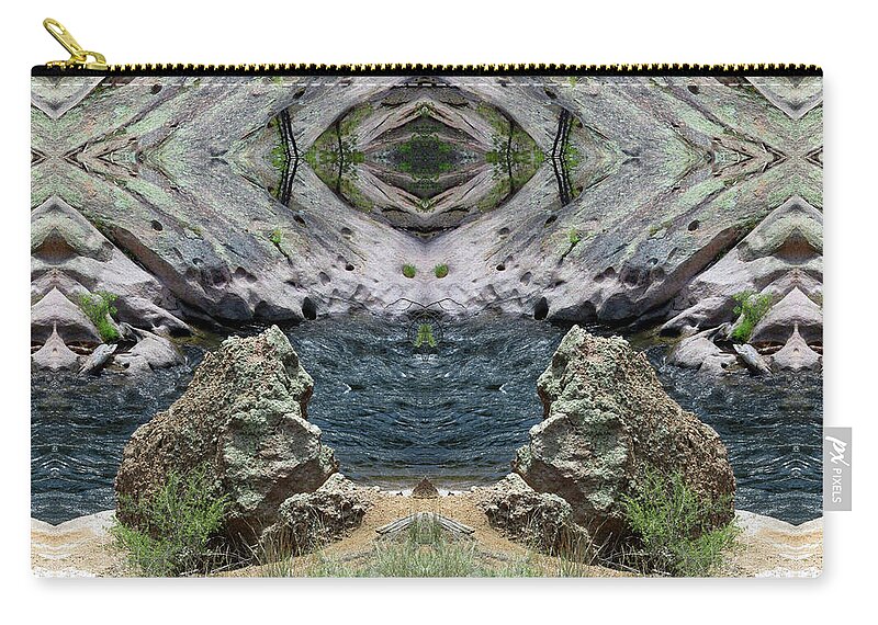Surrealistic Zip Pouch featuring the digital art Reflections of Self Before Entering the Vortex by Julia L Wright