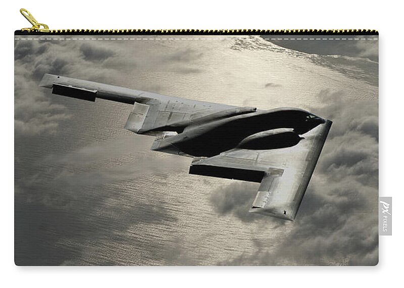 B-2 Stealth Bomber Zip Pouch featuring the mixed media Reflections of Stealth by Erik Simonsen