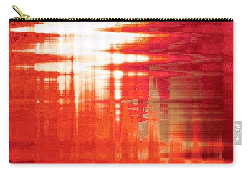 Beach Zip Pouch featuring the mixed media Reflections Sunset by Sharon Williams Eng